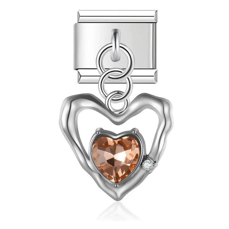 Heart Moon Cat Star Charm Italian silver