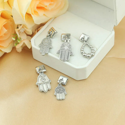 Heart Square Palm silver charms
