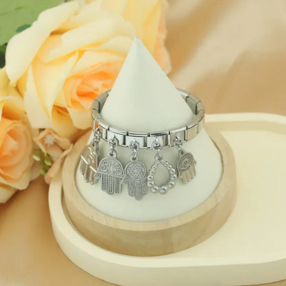 Heart Square Palm silver charms