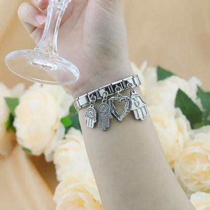 Heart Square Palm silver charms