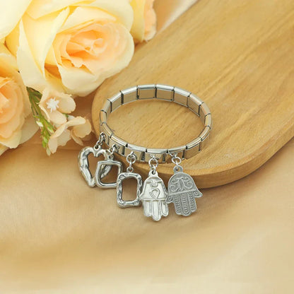 Heart Square Palm silver charms