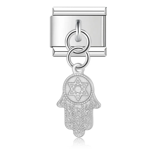Heart Square Palm silver charms