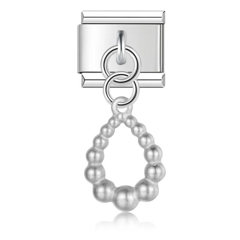 Heart Square Palm silver charms