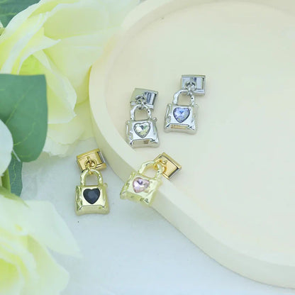 The Lock with Gemstone Dangle Charm in Silver & Gold