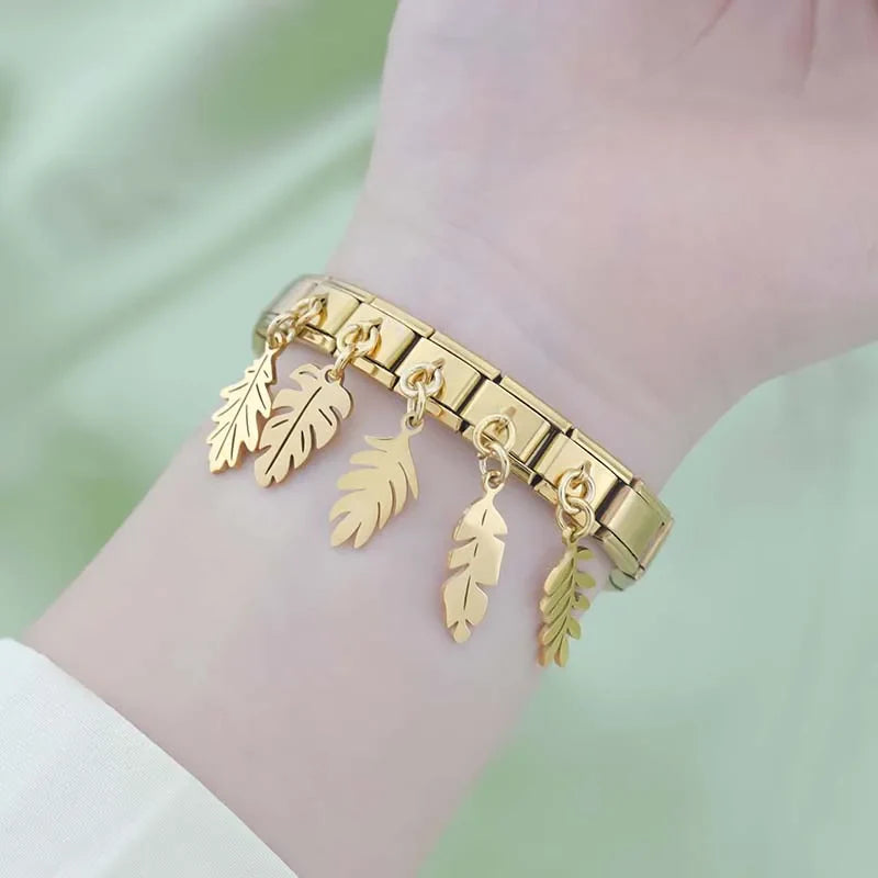 Leaf Italian Charms Links DJ1166
