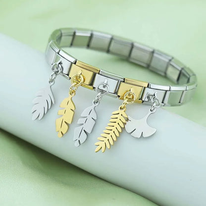 Botanical Leaf Dangle Charms in Silver & Gold