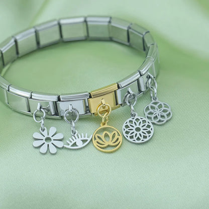 Spiritual Floral Dangle Charms in Silver & Gold