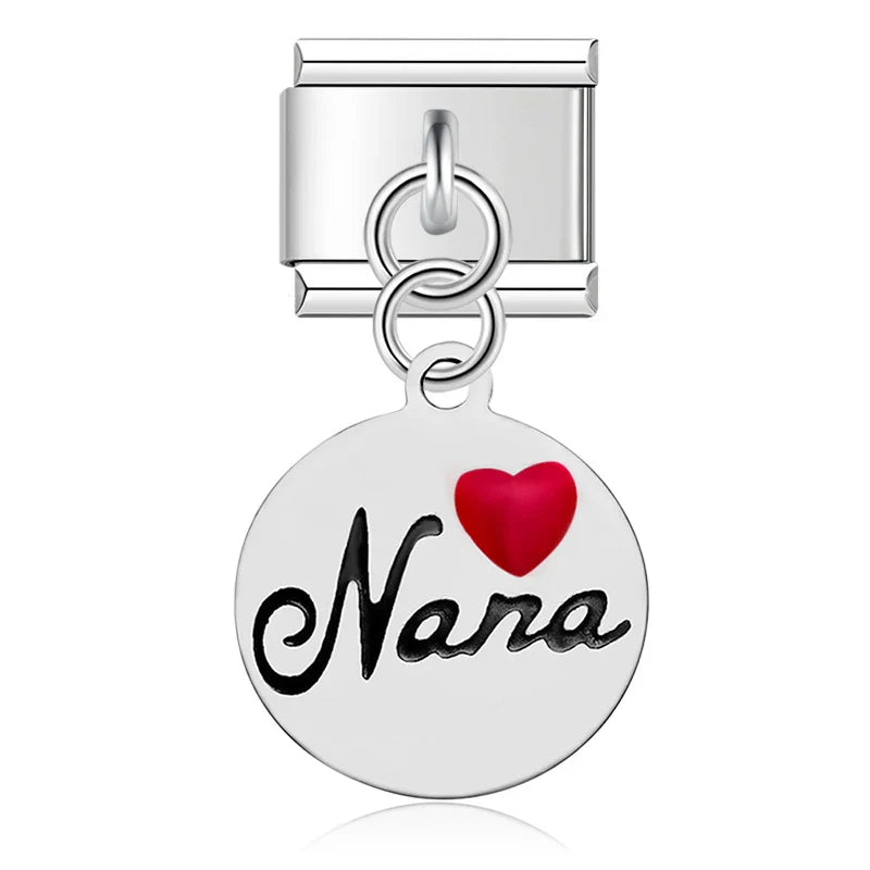 Round Nana Heart Snowflake Conch Charms Italian Links DJ201