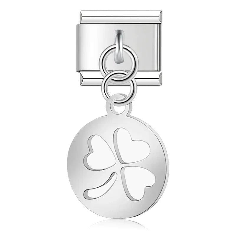 The Cutout Disc & Shell Dangle Charm in Silver