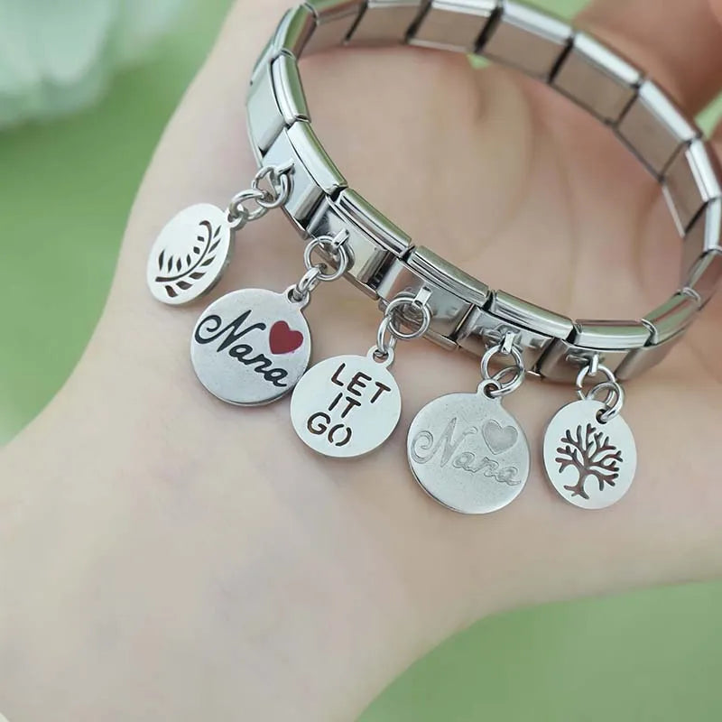 Round Nana Heart Snowflake Conch Charms Italian Links DJ201