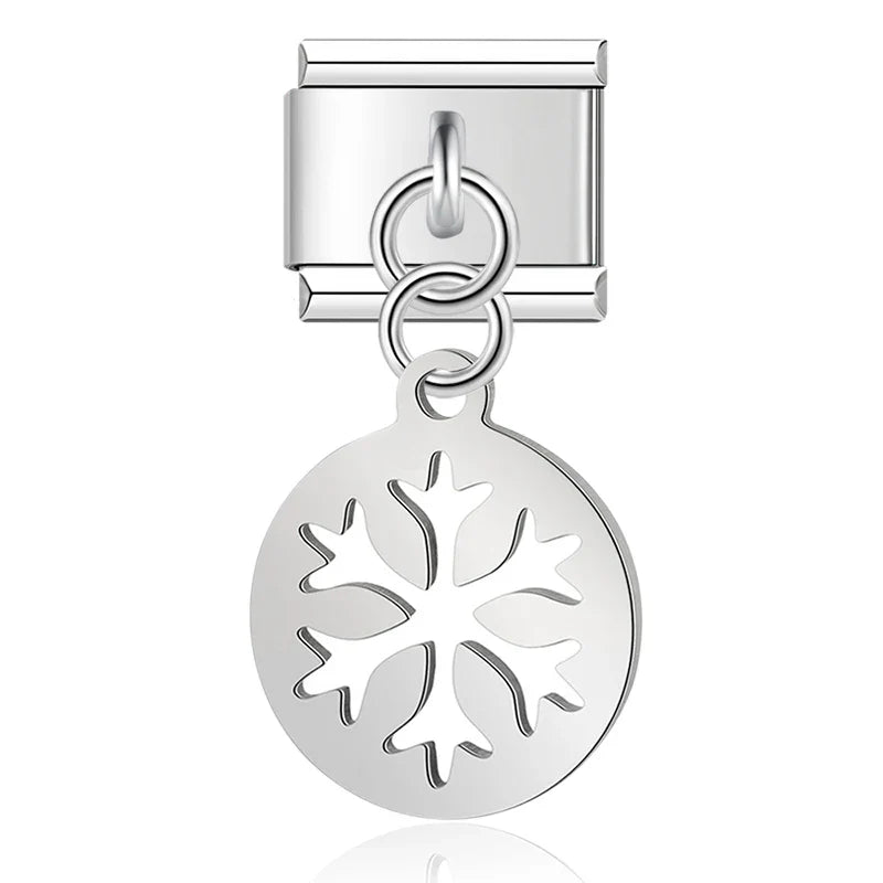 The Cutout Disc & Shell Dangle Charm in Silver