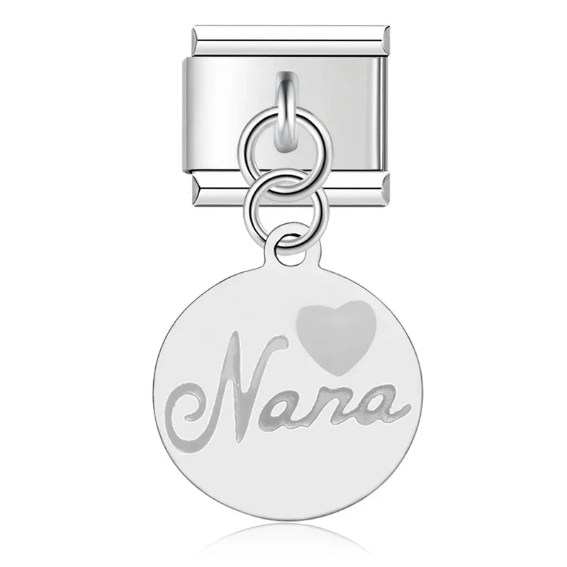 The Cutout Disc & Shell Dangle Charm in Silver