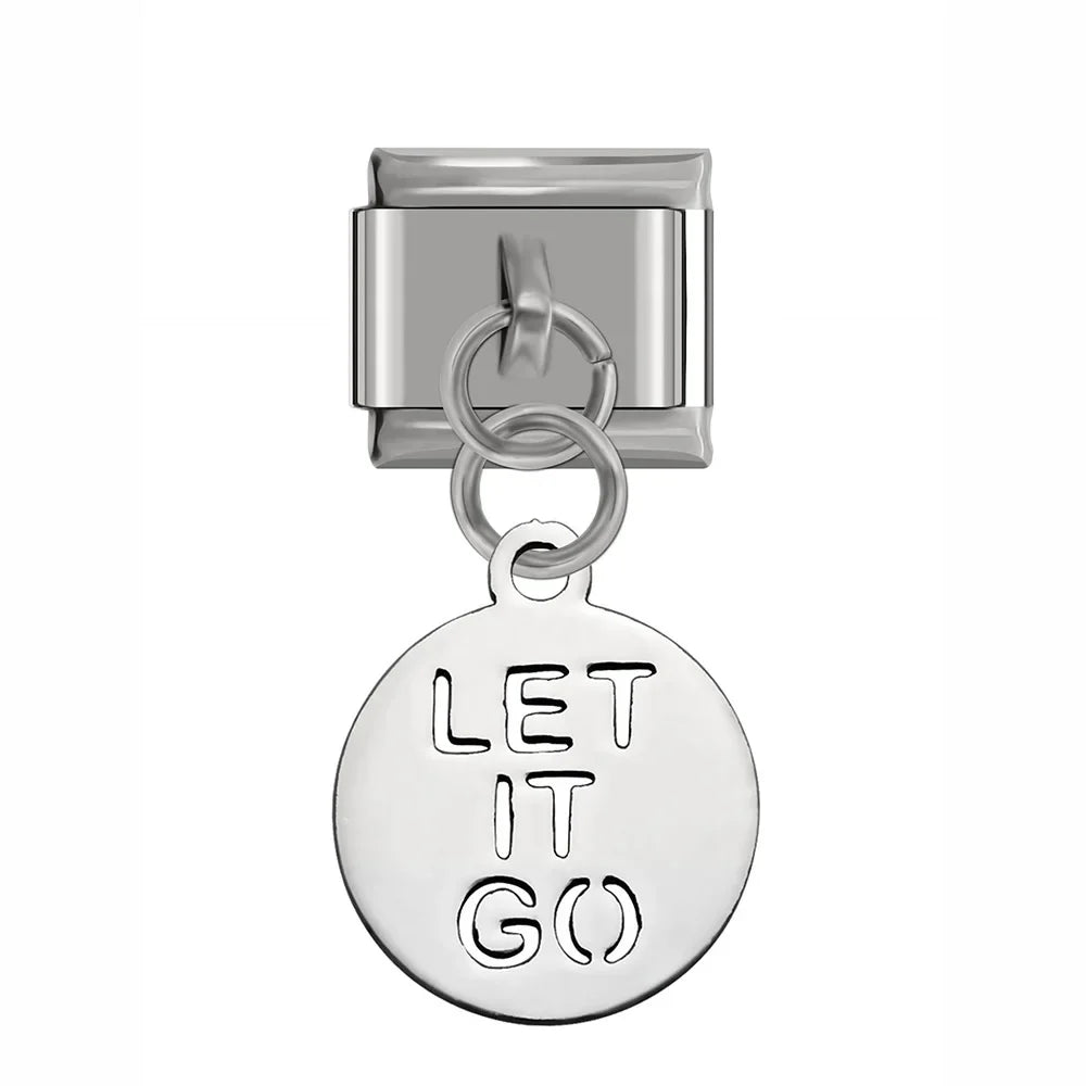 The Cutout Disc & Shell Dangle Charm in Silver