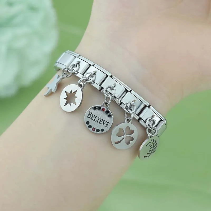 Round Nana Heart Snowflake Conch Charms Italian Links DJ201