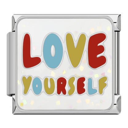 Sparkling Positive Affirmations Italian Charms — Uplifting Quote & Motivational Bracelet Links