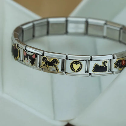 Black-Themed Italian Charms — Cat, Moon, Skull, Broadway, GO GIRL & More