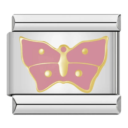 Pink Italian Charms — Butterfly, Elephant, Teacup, Pig, Baby Pram, Daisy, Star & More