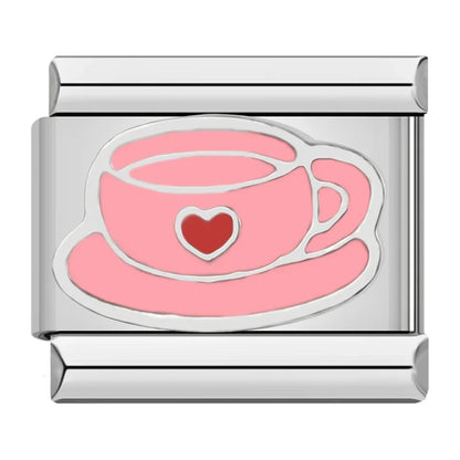 Pink Italian Charms — Butterfly, Elephant, Teacup, Pig, Baby Pram, Daisy, Star & More