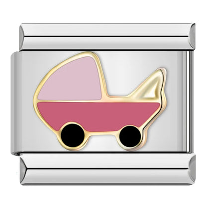 Pink Italian Charms — Butterfly, Elephant, Teacup, Pig, Baby Pram, Daisy, Star & More