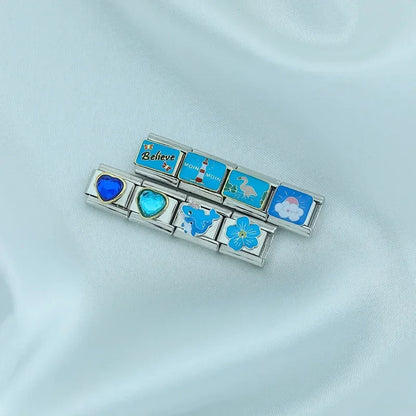 Blue Italian Charms — Heart, Lighthouse, Evil Eye, Aunt, Believe, Key to Success & More
