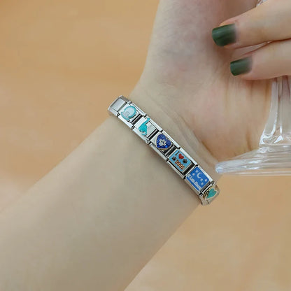 Blue Themed Italian Charms — Ocean, Sky & Navy Enamel Bracelet Links Collection