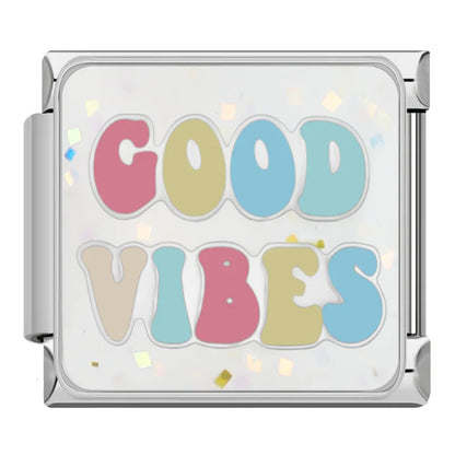 Sparkling Self-Love & Daily Positivity Italian Charms — CZ, Affirmation & Glitter Bracelet Links