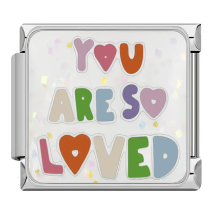 Sparkling Self-Love & Daily Positivity Italian Charms — CZ, Affirmation & Glitter Bracelet Links