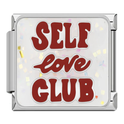 Sparkling Self-Love & Daily Positivity Italian Charms — CZ, Affirmation & Glitter Bracelet Links