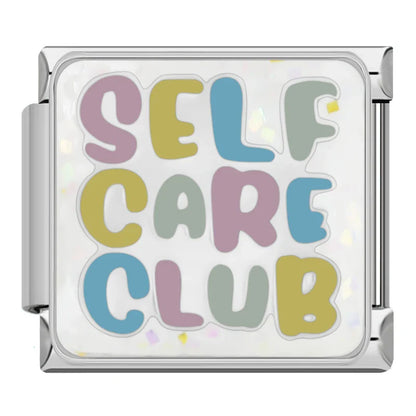 Sparkling Self-Love & Daily Positivity Italian Charms — CZ, Affirmation & Glitter Bracelet Links