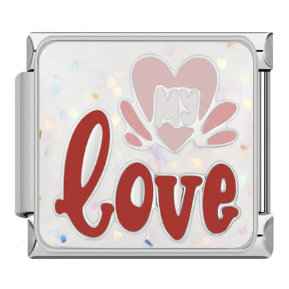 Sparkling Self-Love & Daily Positivity Italian Charms — CZ, Affirmation & Glitter Bracelet Links