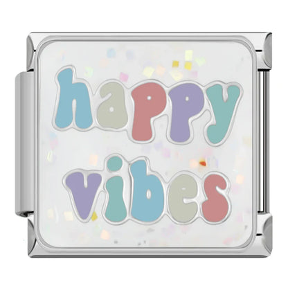 Sparkling Self-Love & Daily Positivity Italian Charms — CZ, Affirmation & Glitter Bracelet Links