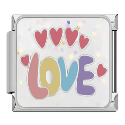 Sparkling Self-Love & Daily Positivity Italian Charms — CZ, Affirmation & Glitter Bracelet Links