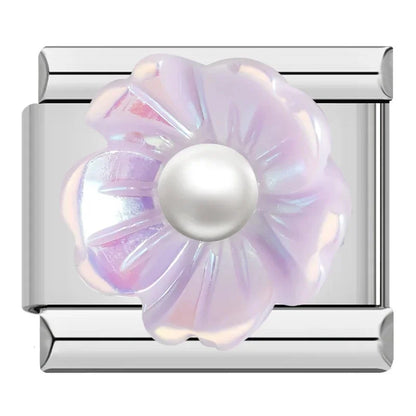 Silver Flower Italian Charms — Daisy, Rose, Blossom & Botanical Bracelet Links