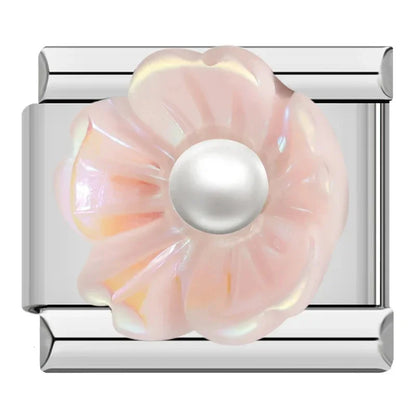 Silver Flower Italian Charms — Daisy, Rose, Blossom & Botanical Bracelet Links