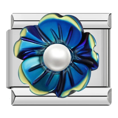 Silver Flower Italian Charms — Daisy, Rose, Blossom & Botanical Bracelet Links