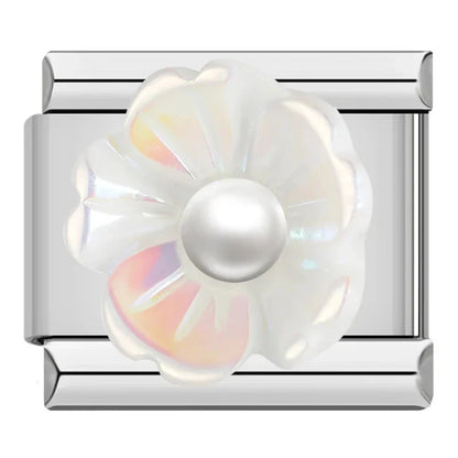Silver Flower Italian Charms — Daisy, Rose, Blossom & Botanical Bracelet Links