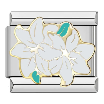 Silver Flower Italian Charms — Daisy, Rose, Blossom & Botanical Bracelet Links