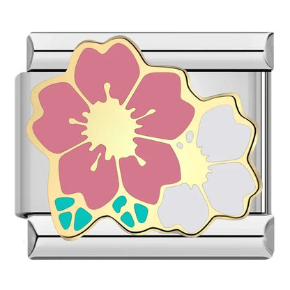 Silver Flower Italian Charms — Daisy, Rose, Blossom & Botanical Bracelet Links