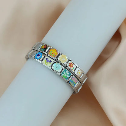 Silver Flower Italian Charms — Daisy, Rose, Blossom & Botanical Bracelet Links