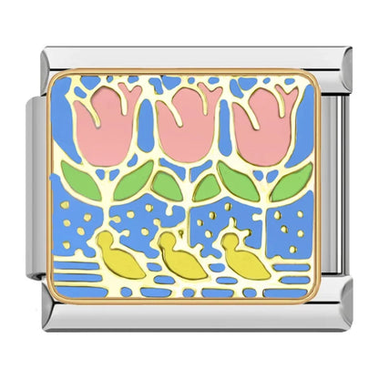 Silver Flower Italian Charms — Daisy, Rose, Blossom & Botanical Bracelet Links