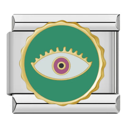Evil Eye Italian Charms — Hamsa, Mascara Lash, Sun, Heart & Colourful Eye Bracelet Links