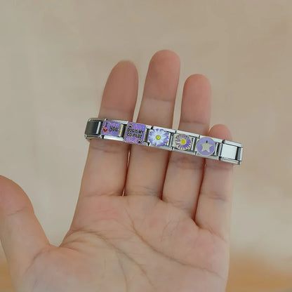Purple-Themed Italian Charms — Amethyst Heart, Daisy, Star, Goddess & More Bracelet Links