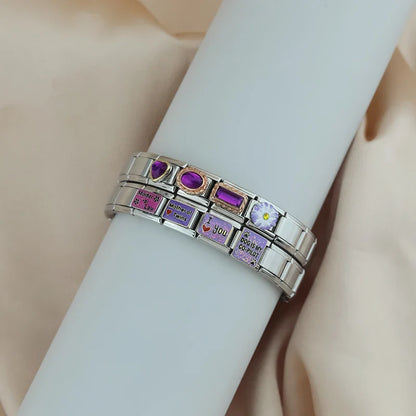Purple-Themed Italian Charms — Amethyst Heart, Daisy, Star, Goddess & More Bracelet Links