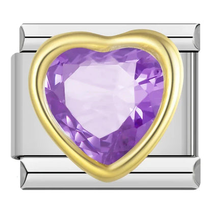 Purple-Themed Italian Charms — Amethyst Heart, Daisy, Star, Goddess & More Bracelet Links