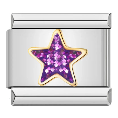 Purple-Themed Italian Charms — Amethyst Heart, Daisy, Star, Goddess & More Bracelet Links