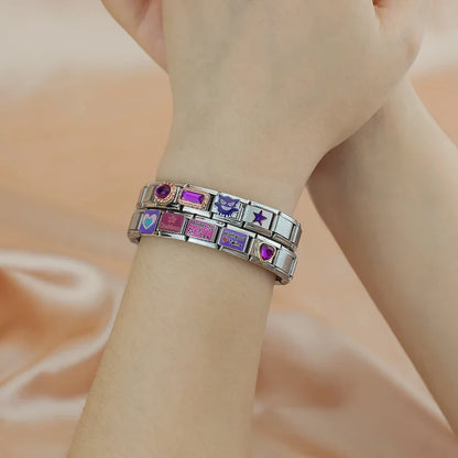 Purple-Themed Italian Charms — Amethyst Heart, Daisy, Star, Goddess & More Bracelet Links