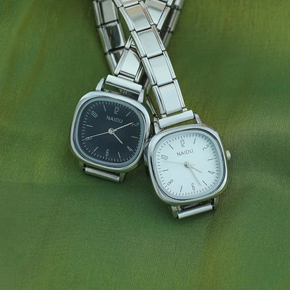 Elegant Soft Square Watch with Numbered Dial — Customisable Italian Charm Watch Bracelet