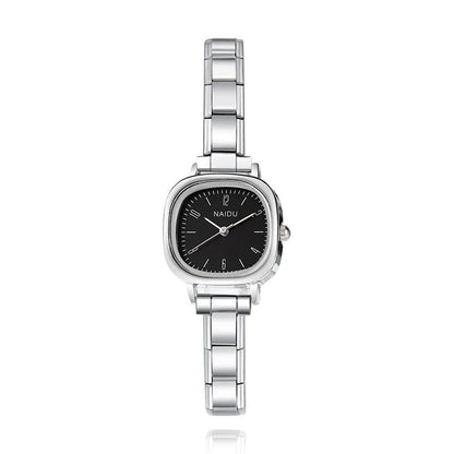 Elegant Soft Square Watch with Numbered Dial — Customisable Italian Charm Watch Bracelet