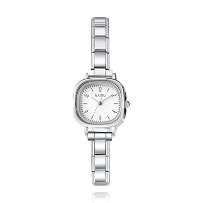 Elegant Soft Square Watch with Numbered Dial — Customisable Italian Charm Watch Bracelet