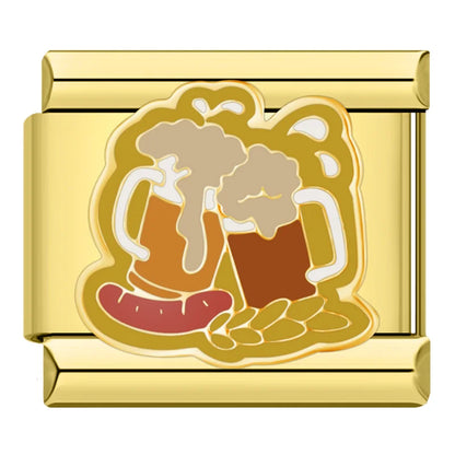 German Heritage & Football Italian Charms — Oktoberfest, Beer, Pretzel, Eagle & Soccer Links